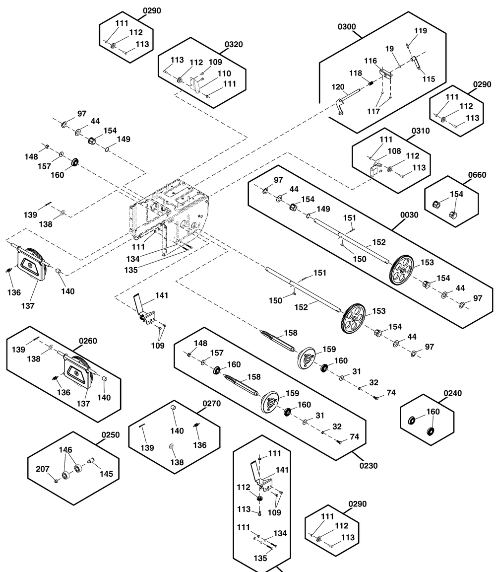 Transaxle Drive Group Diagram and Parts List for 1696614-01-1024MD 2017 Briggs and Stratton Snow Blower